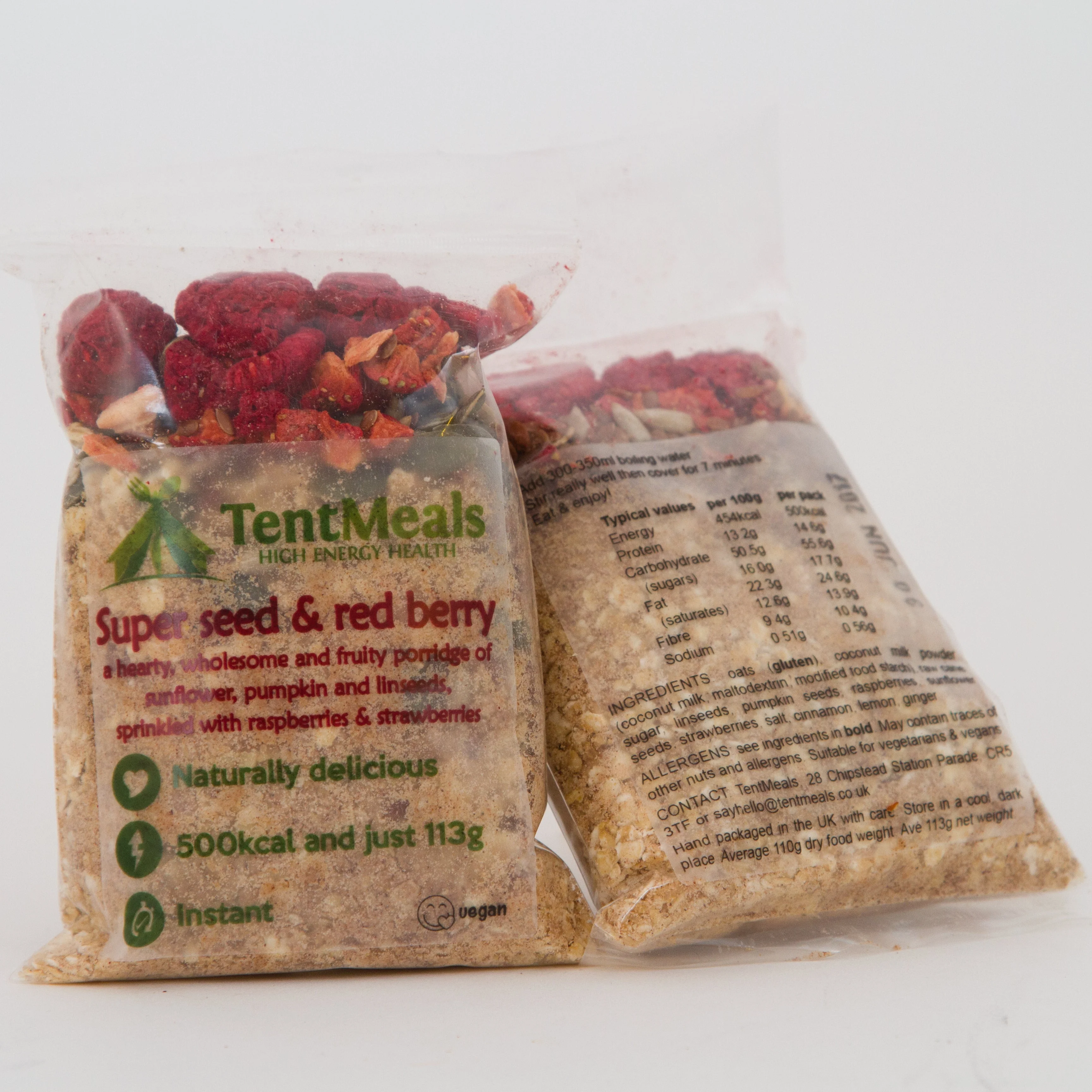 *** SALE *** TentMeals Super seed & red berry breakfast - 500 kcal - BBD 01/08/26 - Image 2