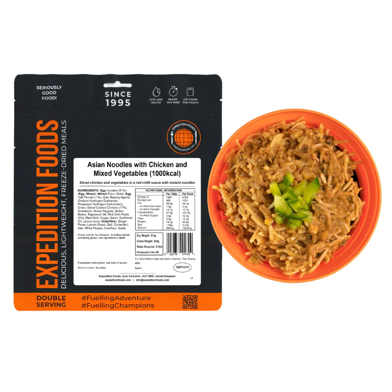 Expedition Foods Asian Noodles with Chicken and Mixed Vegetables (1000Kcal) - Image 2