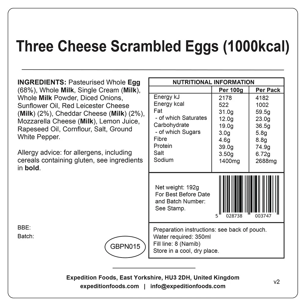 Expedition Foods Three Cheese Scrambled Egg (1000Kcal) - Image 2