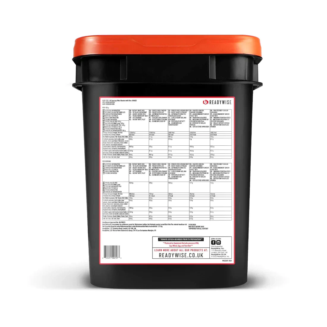 ReadyWise Meat & Rice Bucket - 80 Servings - Image 5
